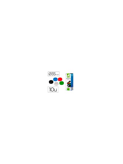 Iman para sujecion q-connect ideal para pizarras magneticas35 mm colores surtidos caja de 10 unidades
