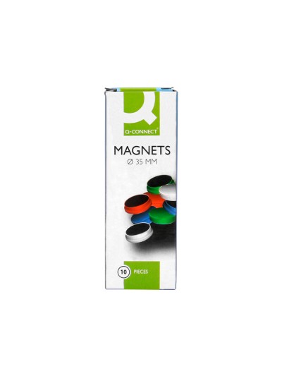 Iman para sujecion q-connect ideal para pizarras magneticas35 mm colores surtidos caja de 10 unidades