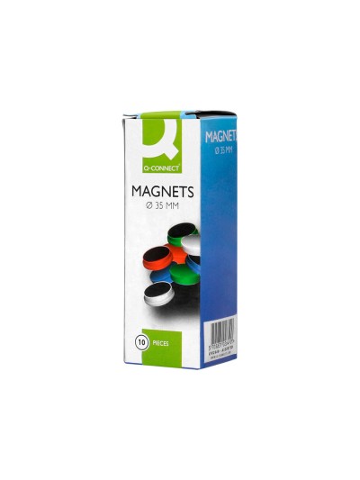 Iman para sujecion q-connect ideal para pizarras magneticas35 mm colores surtidos caja de 10 unidades