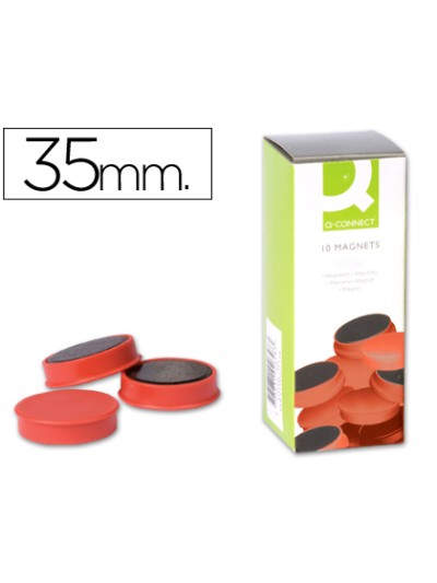Iman para sujecion q-connect ideal para pizarras magneticas35 mm rojo caja de 10 unidades