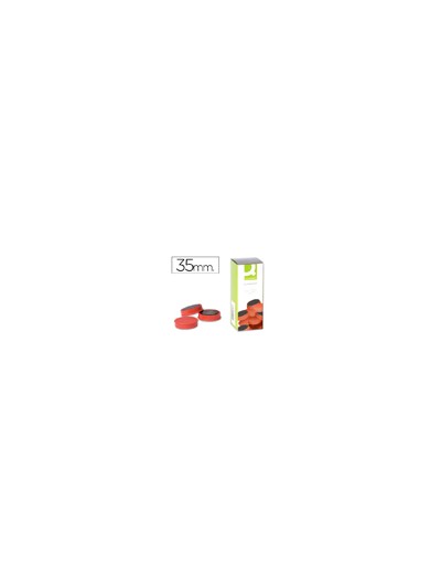 Iman para sujecion q-connect ideal para pizarras magneticas35 mm rojo caja de 10 unidades