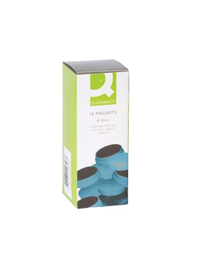 Iman para sujecion q-connect ideal para pizarras magneticas35 mm azul caja de 10 unidades