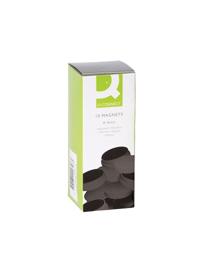 Iman para sujecion q-connect ideal para pizarras magneticas35 mm negro caja de 10 unidades