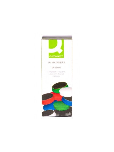 Iman para sujecion q-connect ideal para pizarras magneticas25 mm colores surtidos caja de 10 unidades