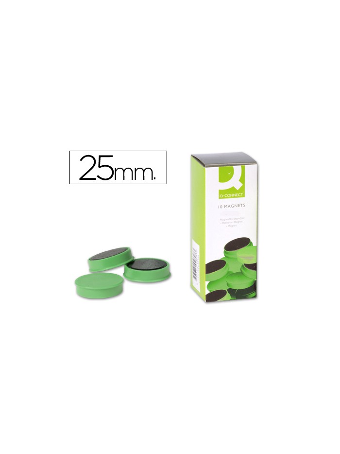 Iman para sujecion q-connect ideal para pizarras magneticas25 mm verde caja de 10 unidades Iman para sujecion q-connect ideal para pizarras magneticas25 mm verde caja de 10 unidades