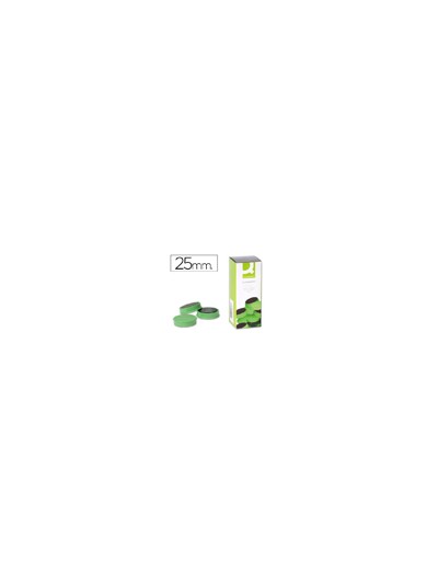 Iman para sujecion q-connect ideal para pizarras magneticas25 mm verde caja de 10 unidades