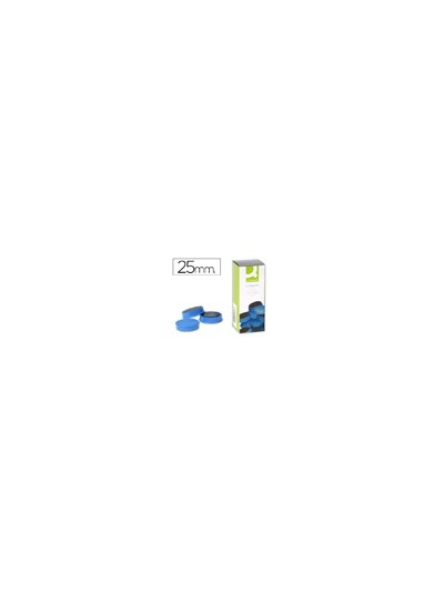 Iman para sujecion q-connect ideal para pizarras magneticas25 mm azul caja de 10 unidades