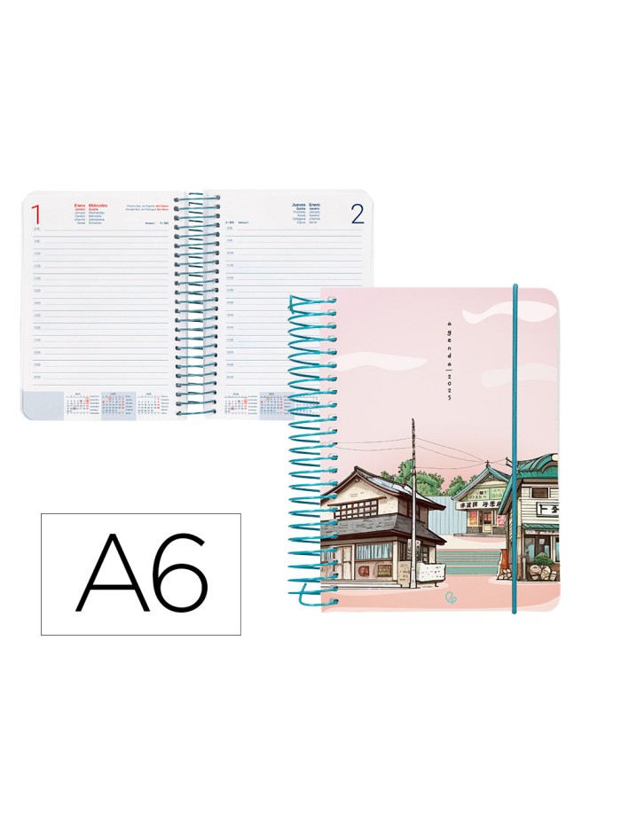 Agenda espiral liderpapel santorini a6 2025 dia pagina atardecer rosa papel 60 gr Agenda espiral liderpapel santorini a6 2025 dia pagina atardecer rosa papel 60 gr