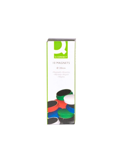 Iman para sujecion q-connect ideal para pizarras magneticas20 mm colores surtidos caja de 10 unidades