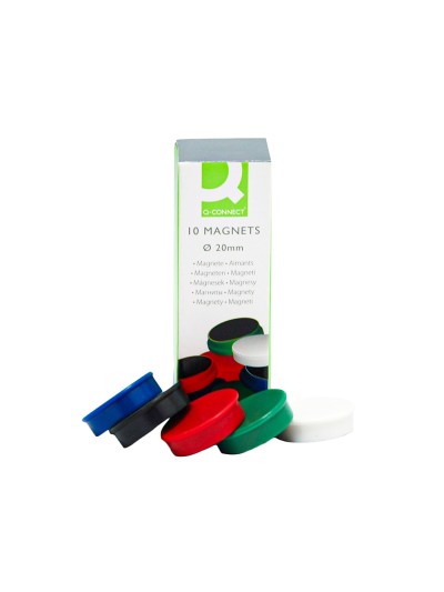 Iman para sujecion q-connect ideal para pizarras magneticas20 mm colores surtidos caja de 10 unidades