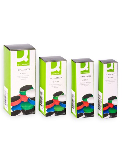 Iman para sujecion q-connect ideal para pizarras magneticas20 mm colores surtidos caja de 10 unidades