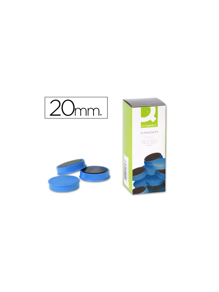 Iman para sujecion q-connect ideal para pizarras magneticas20 mm azul caja de 10 unidades Iman para sujecion q-connect ideal para pizarras magneticas20 mm azul caja de 10 unidades