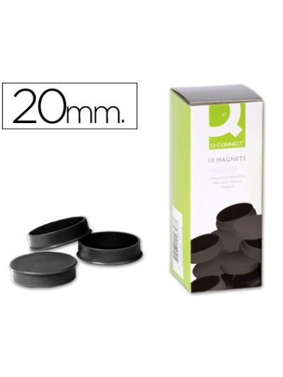 Iman para sujecion q-connect ideal para pizarras magneticas20 mm negro caja de 10 unidades