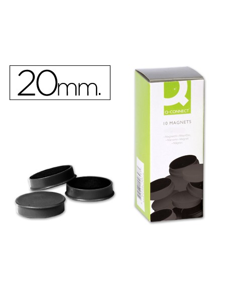 Iman para sujecion q-connect ideal para pizarras magneticas20 mm negro caja de 10 unidades