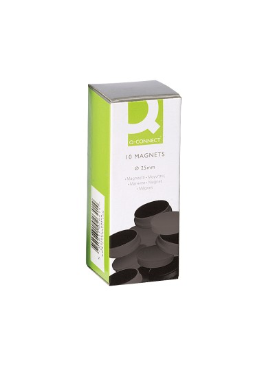 Iman para sujecion q-connect ideal para pizarras magneticas20 mm negro caja de 10 unidades