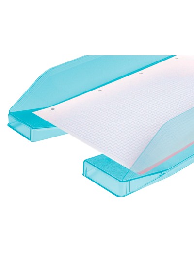 Bandeja sobremesa plastico q-connect turquesa transparente 240x70x340 mm