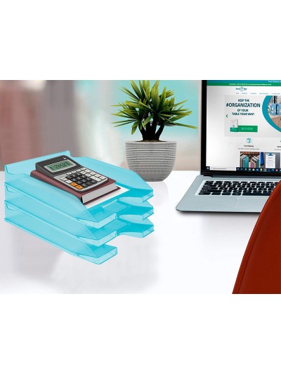 Bandeja sobremesa plastico q-connect turquesa transparente 240x70x340 mm