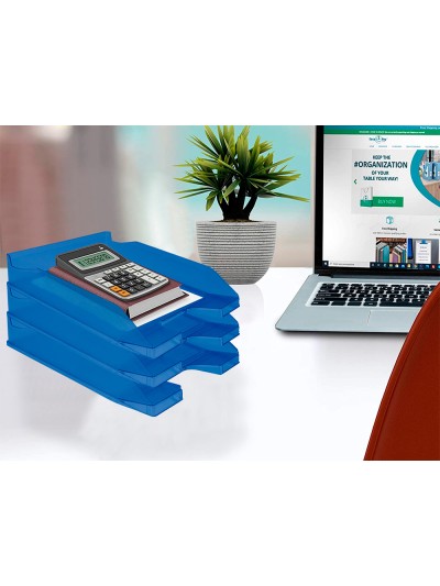 Bandeja sobremesa plastico q-connect azul transparente 240x70x340 mm