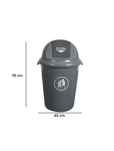 Papelera contenedor q-connect plastico con tapadera 80l color gris 450x760 mm