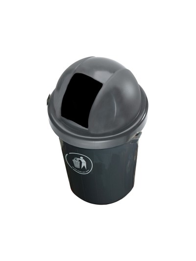 Papelera contenedor q-connect plastico con tapadera 80l color gris 450x760 mm