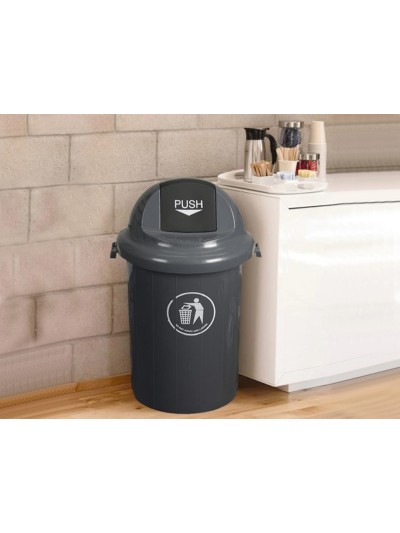 Papelera contenedor q-connect plastico con tapadera 80l color gris 450x760 mm