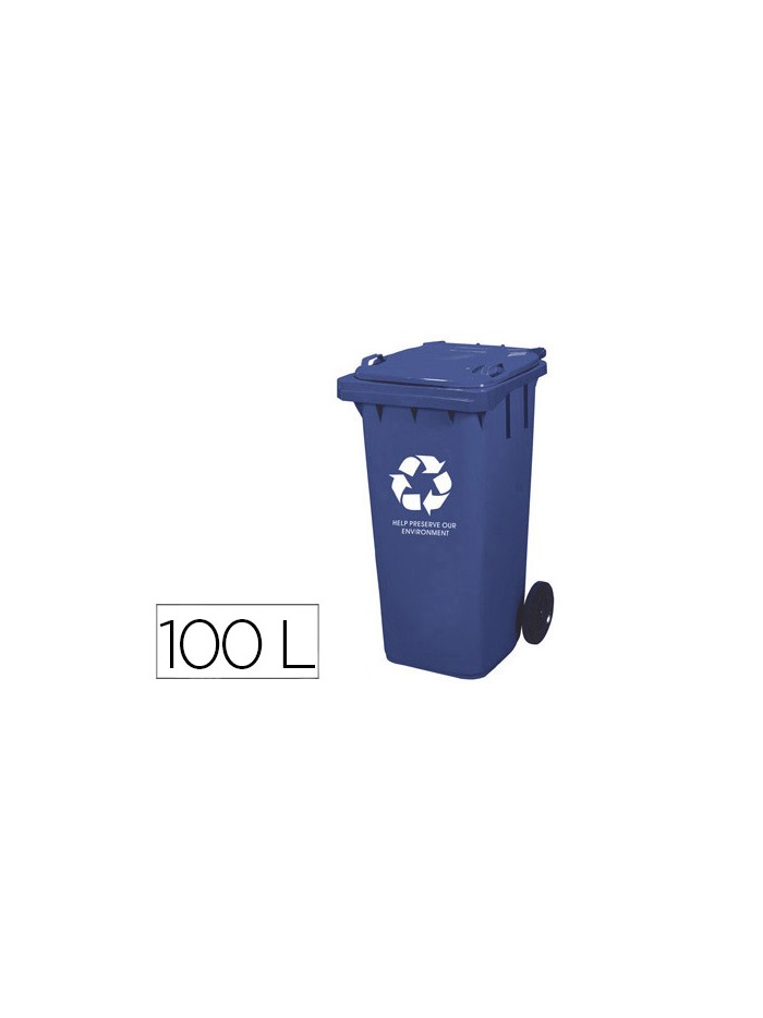 Papelera contenedor q-connect plastico con tapadera 100l color azul 800x510x525 mm con ruedas Papelera contenedor q-connect plastico con tapadera 100l color azul 800x510x525 mm con ruedas