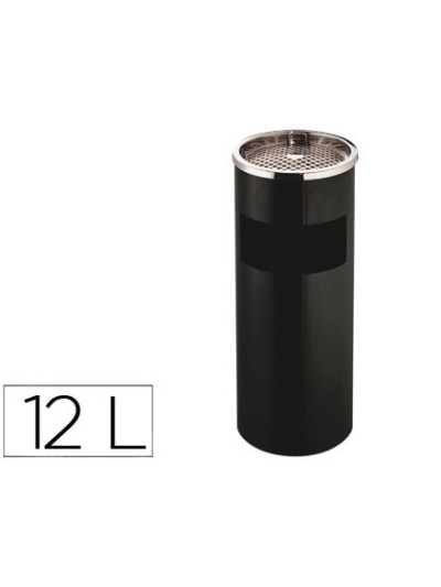 Cenicero papelera metalico q-connect con recogecolillas negro 61,5x25 cm