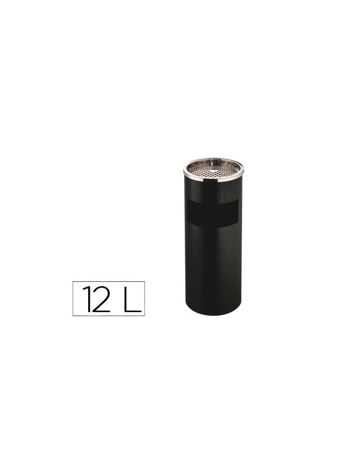 Cenicero papelera metalico q-connect con recogecolillas negro 61,5x25 cm