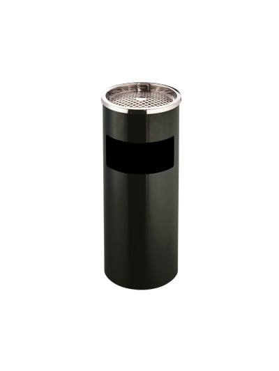 Cenicero papelera metalico q-connect con recogecolillas negro 61,5x25 cm