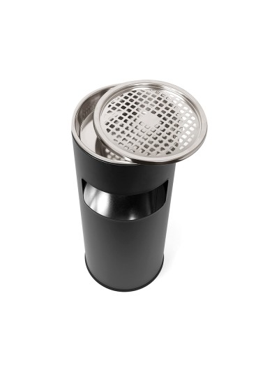 Cenicero papelera metalico q-connect con recogecolillas negro 61,5x25 cm