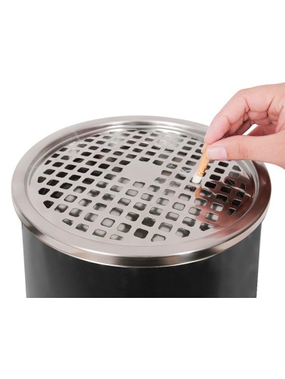 Cenicero papelera metalico q-connect con recogecolillas negro 61,5x25 cm