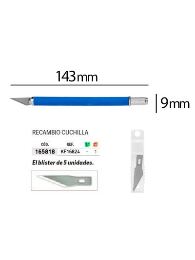 Bisturi q-connect metalico aleacion de aluminio con goma - 5 cuchillas de repuesto - blister 1 unidad