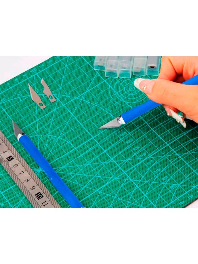 Bisturi q-connect metalico aleacion de aluminio con goma - 5 cuchillas de repuesto - blister 1 unidad