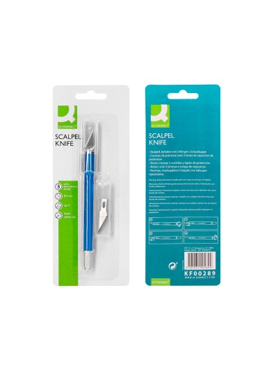 Bisturi q-connect metalico aleacion de aluminio con goma - 5 cuchillas de repuesto - blister 1 unidad