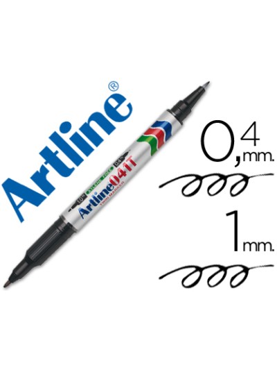 Rotulador artline marcador permanente ek-041t negro doble punta 0,4 y 1,0 mm