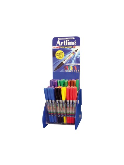 Rotulador artline marcador permanente ek-041t doble punta 0,4 y 1 mm expositor de 72 unidades colores surtidos