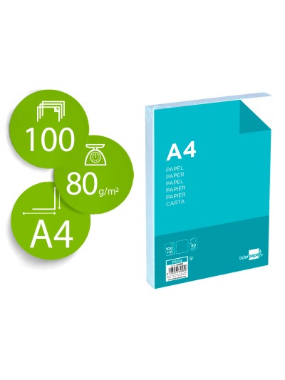 Papel liderpapel a4 8og/m2 liso paquete de 100 hojas + 10 hojas gratis