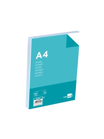 Papel liderpapel a4 8og/m2 liso paquete de 100 hojas + 10 hojas gratis
