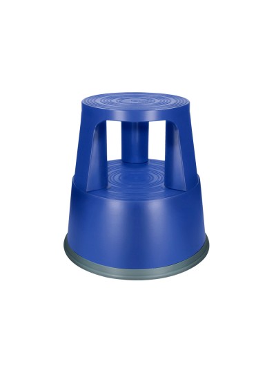 Taburete q-connect ruedas retractiles tres ruedas dos niveles color azul