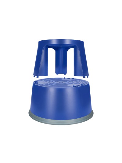 Taburete q-connect ruedas retractiles tres ruedas dos niveles color azul
