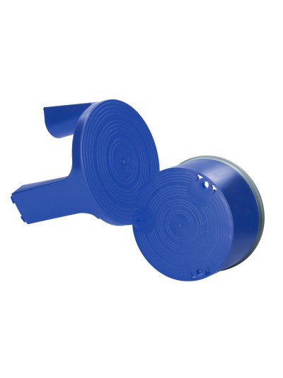 Taburete q-connect ruedas retractiles tres ruedas dos niveles color azul