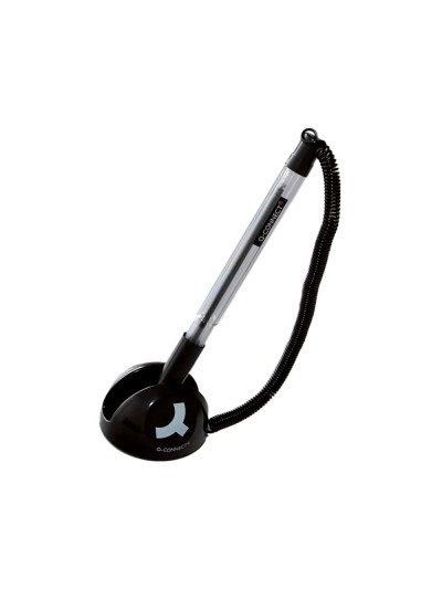 Boligrafo extensible q-connect con cadena plastico y soporte adhesivo