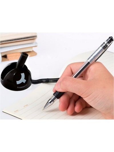 Boligrafo extensible q-connect con cadena plastico y soporte adhesivo