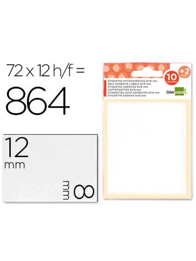Etiquetas liderpapel sobre de 10 h. + 2 h. obsequio 8x12 mm -72 unidades por hoja