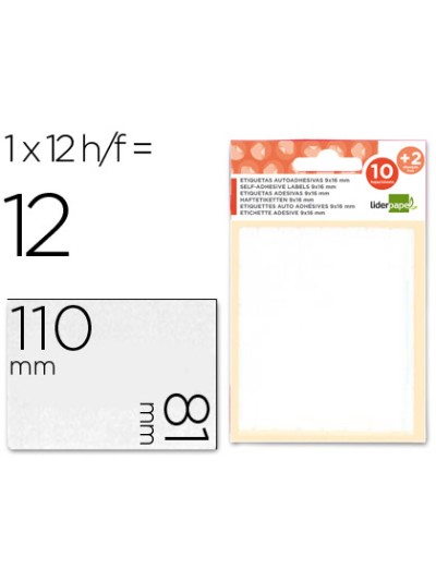 Etiquetas liderpapel sobre de 10 h. + 2 h. obsequio 81x110 mm 1 unidad por hoja