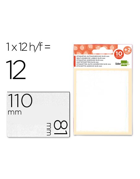 Etiquetas liderpapel sobre de 10 h. + 2 h. obsequio 81x110 mm 1 unidad por hoja