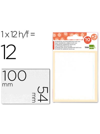 Etiquetas liderpapel sobre de 10 h. + 2 h. obsequio 54x100 mm -1 unidades por hoja