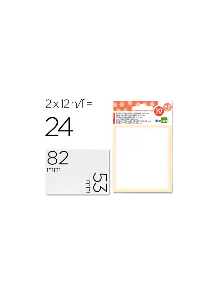 Etiquetas liderpapel sobre de 10 h. + 2 h. obsequio 53x82 mm -2 unidades por hoja Etiquetas liderpapel sobre de 10 h. + 2 h. obsequio 53x82 mm -2 unidades por hoja