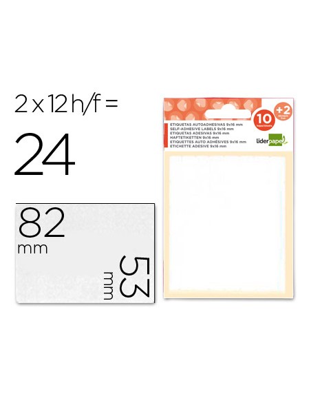 Etiquetas liderpapel sobre de 10 h. + 2 h. obsequio 53x82 mm -2 unidades por hoja