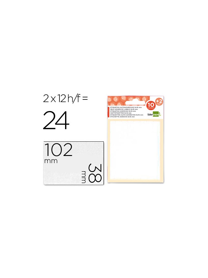 Etiquetas liderpapel sobre de 10 h. + 2 h. obsequio 38x102 mm -2 unidades por hoja Etiquetas liderpapel sobre de 10 h. + 2 h. obsequio 38x102 mm -2 unidades por hoja